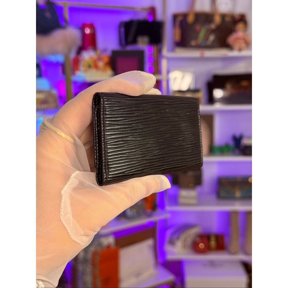 Louis Vuitton Black Epi Leather 4 Ring Key Case Wallet Vintage - Picture 4 of 8